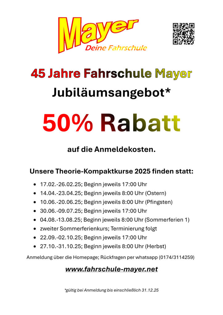 Fahrschule-Mayer-Jubiläumsaktion-Flyer